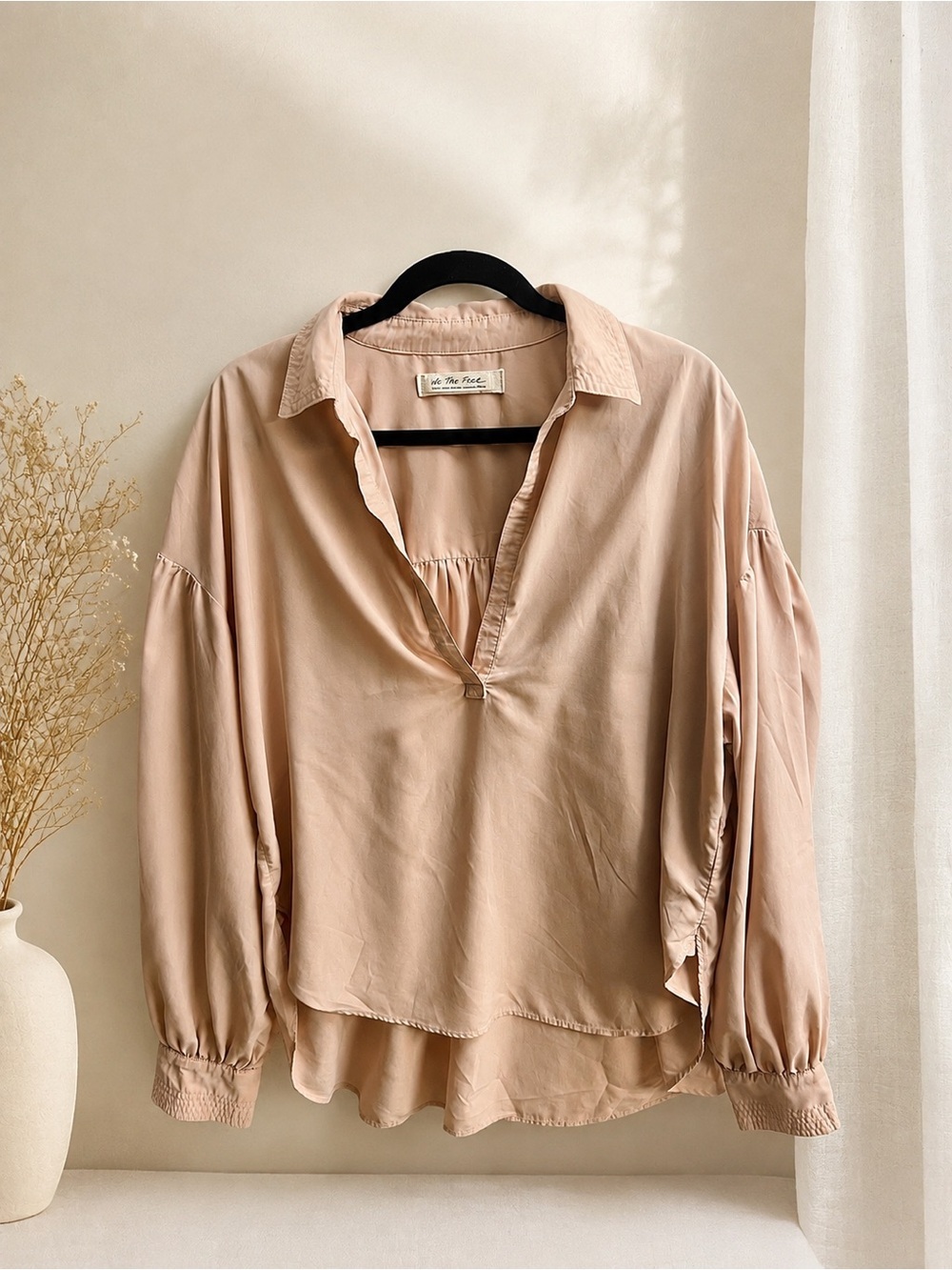 We The Free Blush Pink Ruffle Collar Peplum Blouse - Sz S